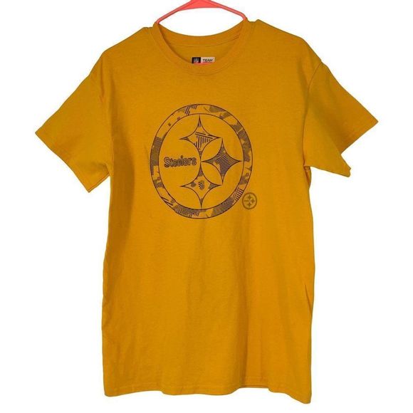 Mens NFL Team Apparel Yellow Steelers T-Shirt Official Short Sleeve Sz M  2751 - Picture 1 of 7